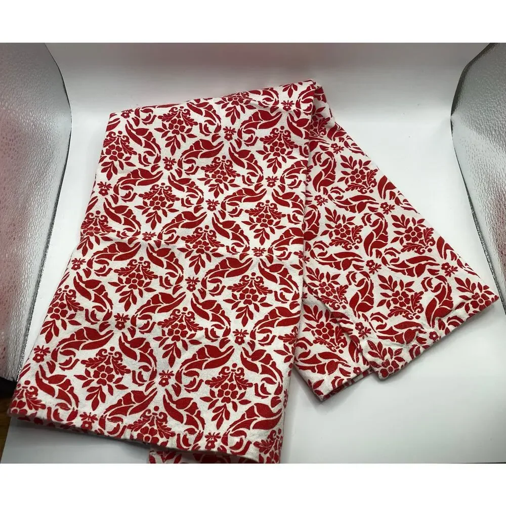 Kay Dee Designs Red & White Damask Floral Cotton Tea Towel 25